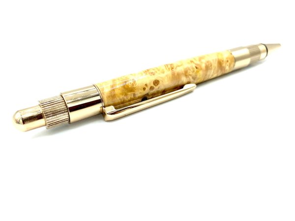 Klickkugelschreiber golden Madrone Holz