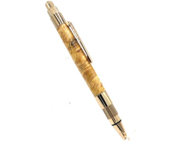Klickkugelschreiber golden Madrone Holz