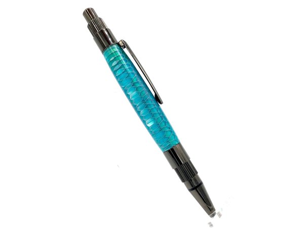 Klickkugelschreiber aus Aluwaaben blau