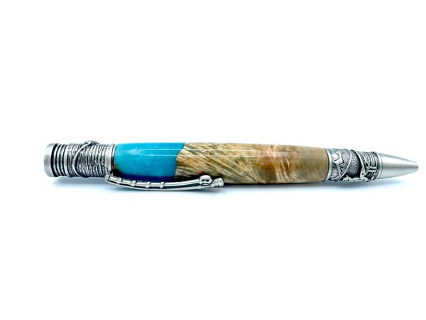 Angler Kugelschreiber Esche Maser mit Acryl